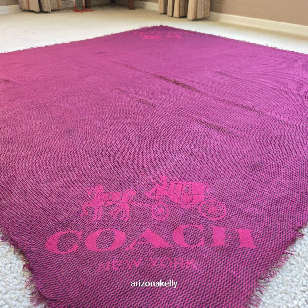 Coach Lightweight Burgundy Square Scarf Horse & Carriage - Picture 10 of 11